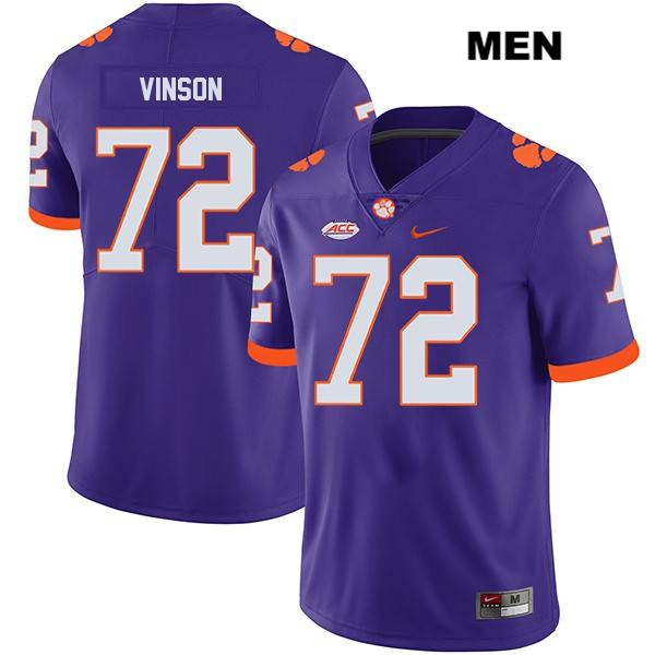 Men's Clemson Tigers #72 Blake Vinson Stitched Purple Legend Authentic Nike NCAA College Football Jersey ZXL2846UZ